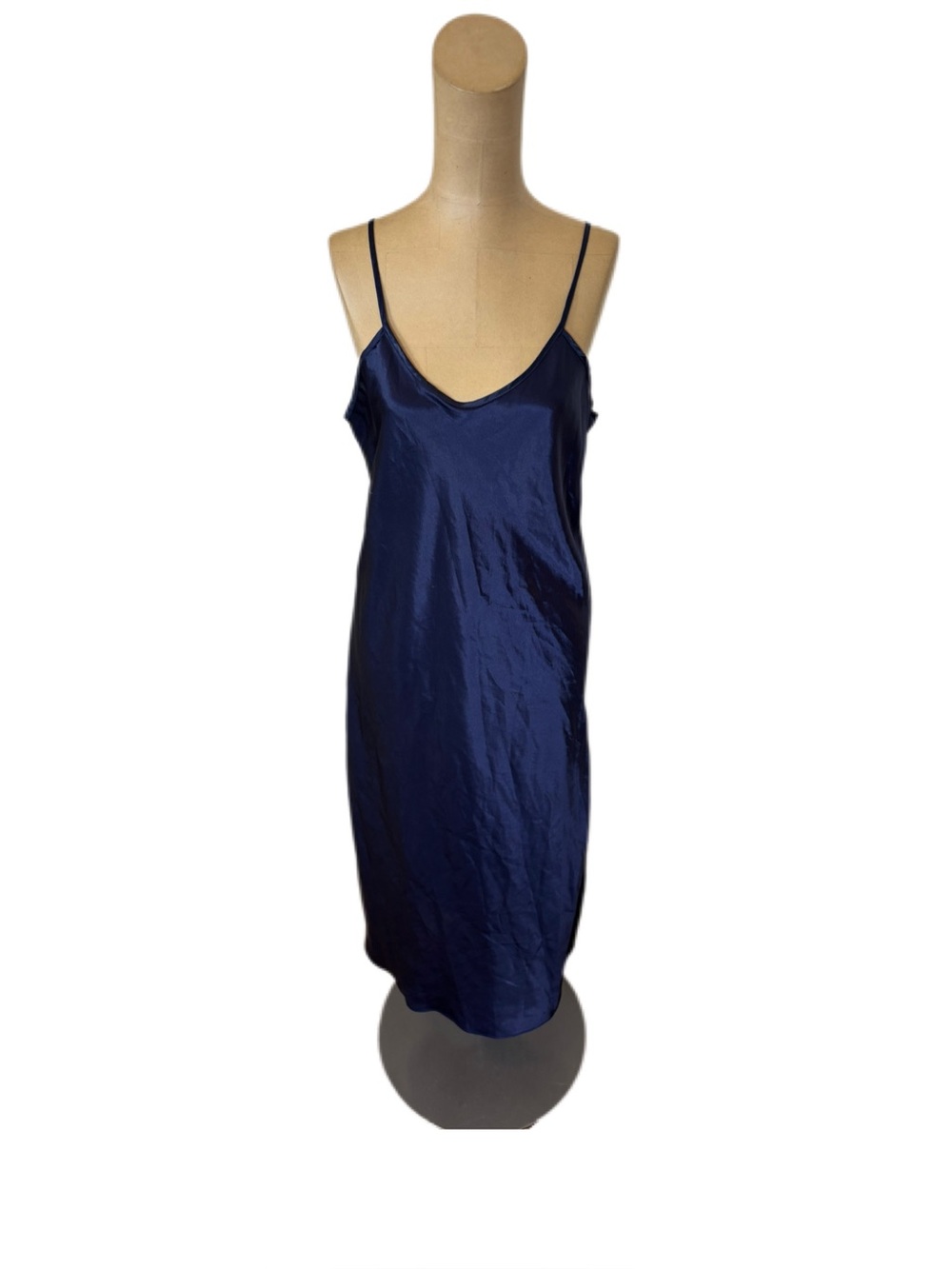 Vintage Kathryn Satin Slip Dress Navy Blue Size Medium